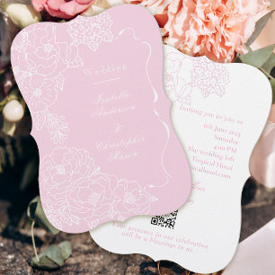 Romantische Hochzeit Pfingstrosen Zartes Rosa Einladung