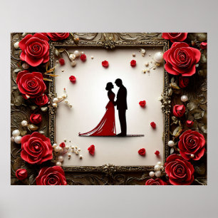 Romantische Hochzeit Silhouette eines Paares Poster