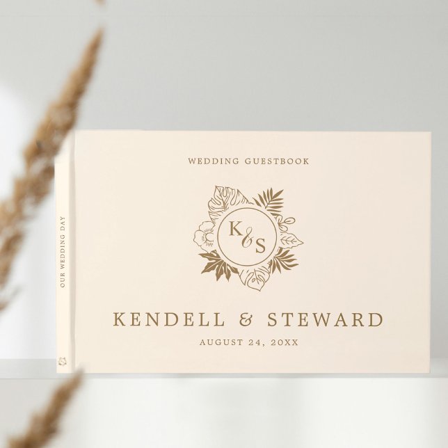 Romantische Hochzeit tropischer Vegetation Gästebuch (Von Creator hochgeladen)