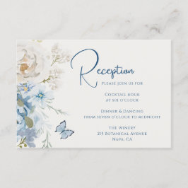 Romantische Hochzeit von Dusty Blue Floral Empfang Begleitkarte
