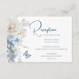 Romantische Hochzeit von Dusty Blue Floral Empfang Begleitkarte