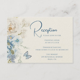 Romantische Hochzeit von Dusty Blue Floral Empfang Begleitkarte