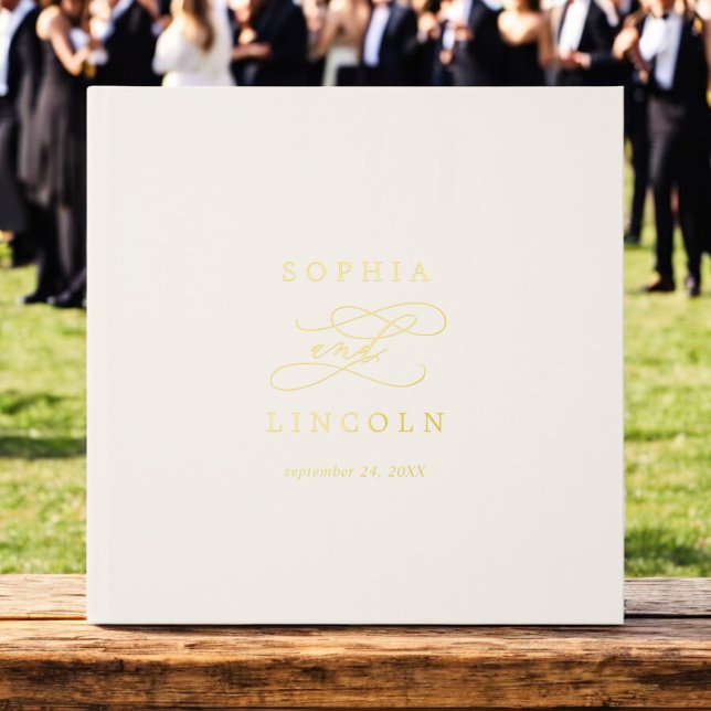 Romantische Hochzeit von Elfenbein und Gold Foil Gästebuch (Romantic Ivory and Gold Foil Monogram Wedding Foil Guest Book)