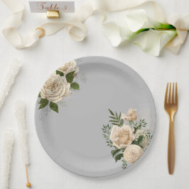 Romantische Hochzeit von Grauen Elfenbein Pappteller