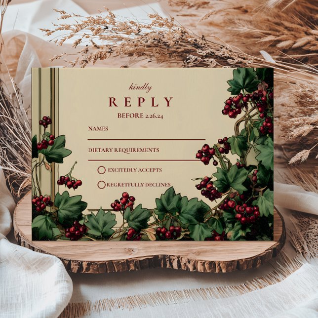 Romantische Hochzeit von Ivy und Berry RSVP Karte (Von Creator hochgeladen)