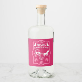 Romantische Hochzeit von Pferd und Kart Alkoholflaschenetikett