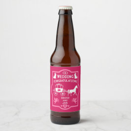 Romantische Hochzeit von Pferd und Kart Bierflaschenetikett