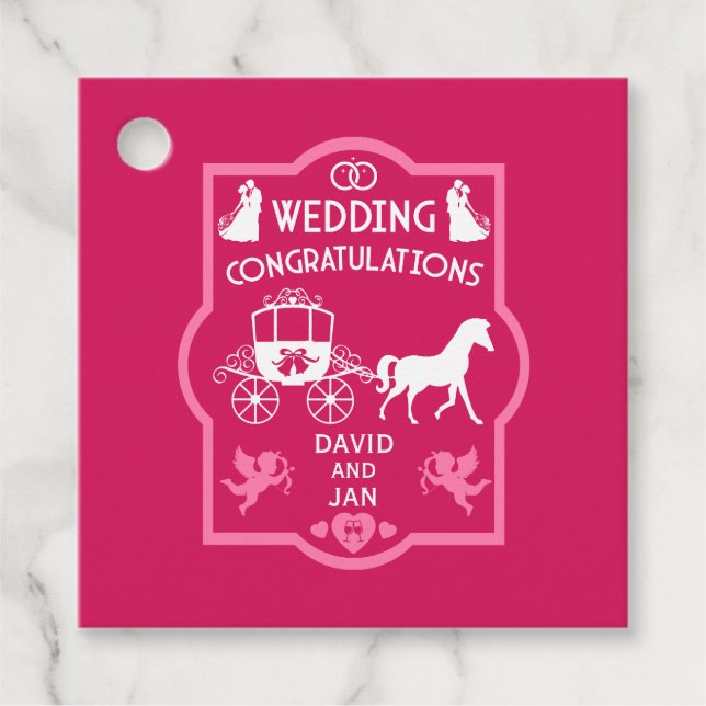 Romantische Hochzeit von Pferd und Kart Geschenkanhänger (Vorderseite)