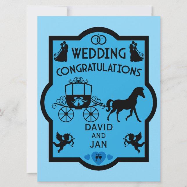 Romantische Hochzeit von Pferd und Kart Karte (Vorderseite)