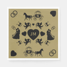 Romantische Hochzeit von Pferd und Kart Serviette