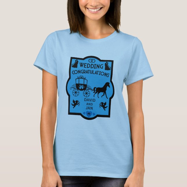 Romantische Hochzeit von Pferd und Kart T-Shirt (Vorderseite)