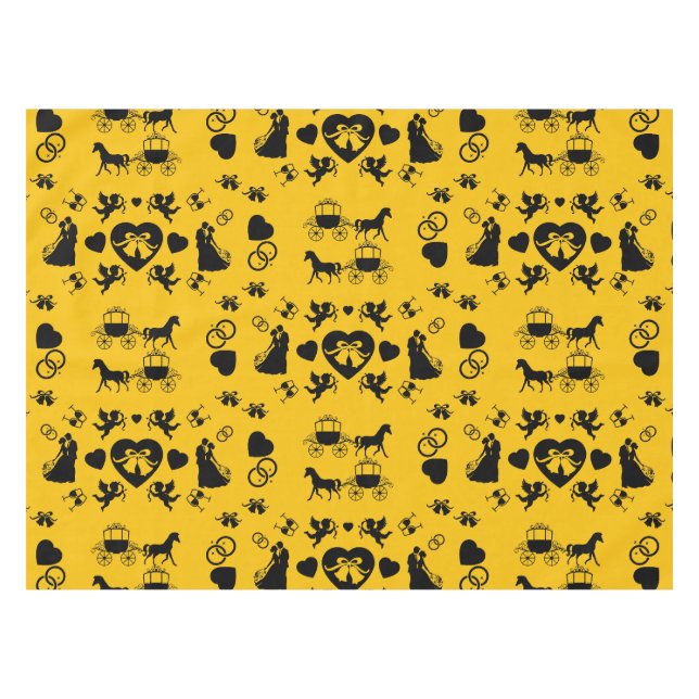 Romantische Hochzeit von Pferd und Kart Tischdecke (Vorderseite (Horizontal))