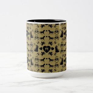Romantische Hochzeit von Pferd und Kart Zweifarbige Tasse