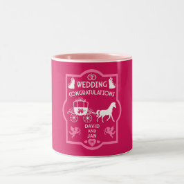 Romantische Hochzeit von Pferd und Kart Zweifarbige Tasse