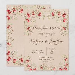 Romantische Hochzeit von Red Berries mit Wasserfar Einladung