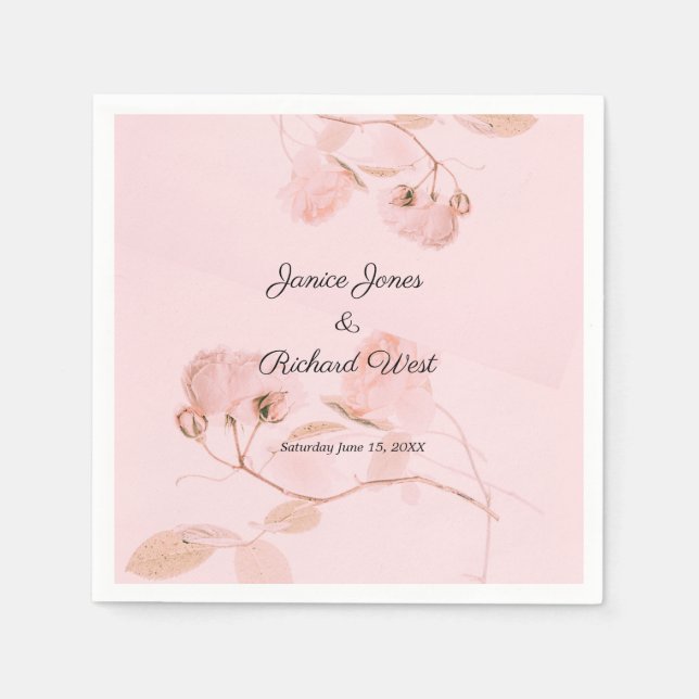 Romantische Hochzeit von Soft Pink Rose Serviette (Vorderseite)