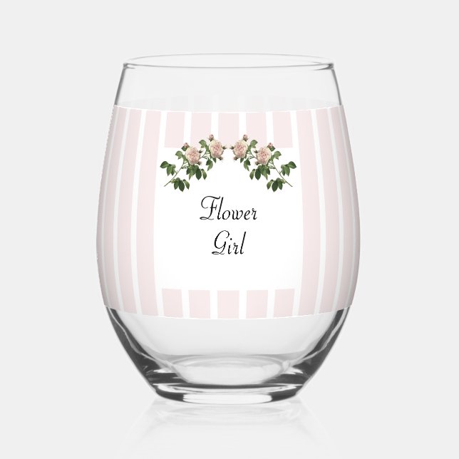 Romantische Hochzeit von weich rosa Blütenmäuse Weinglas Ohne Stiel (Rückseite)