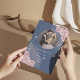 Romantische Hochzeit zwischen Navy und Blush Pink Einladung