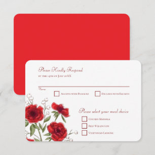 Romantische Hochzeitsantwort mit roter Rose Einladung