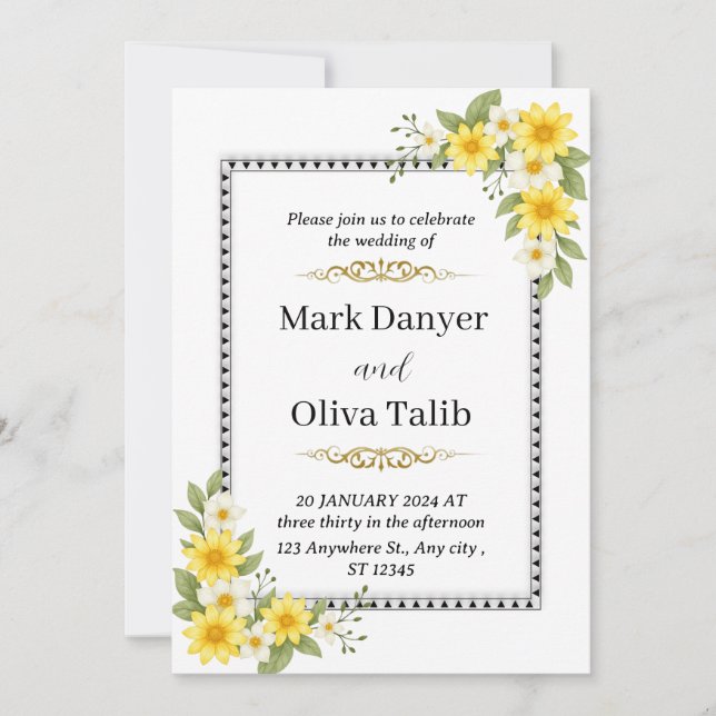 Romantische Hochzeitseinladung | Anpassbare Vorlag Einladung (Vorderseite)