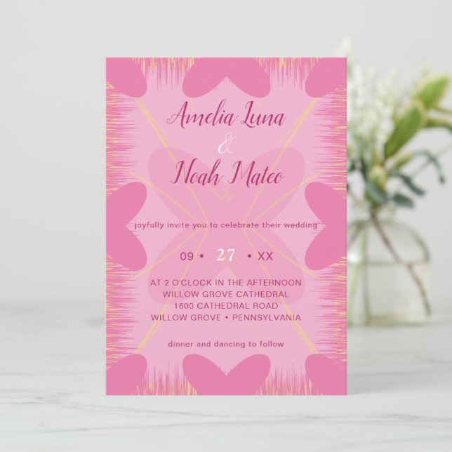 romantische Hochzeitseinladung Einladung (Stehend Vorderseite)