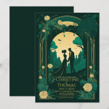 Romantische Hochzeitseinladung Emerald Green und G