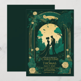 Romantische Hochzeitseinladung Emerald Green und G Einladung