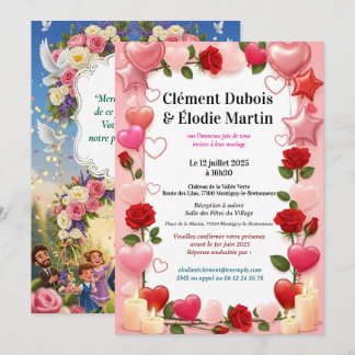 Romantische Hochzeitseinladung mit Blumen Einladung