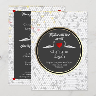 Romantische Hochzeitseinladung Swan Design Einladung
