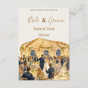 Romantische Hochzeitsempfangs-Illustrations-Einlad Einladung