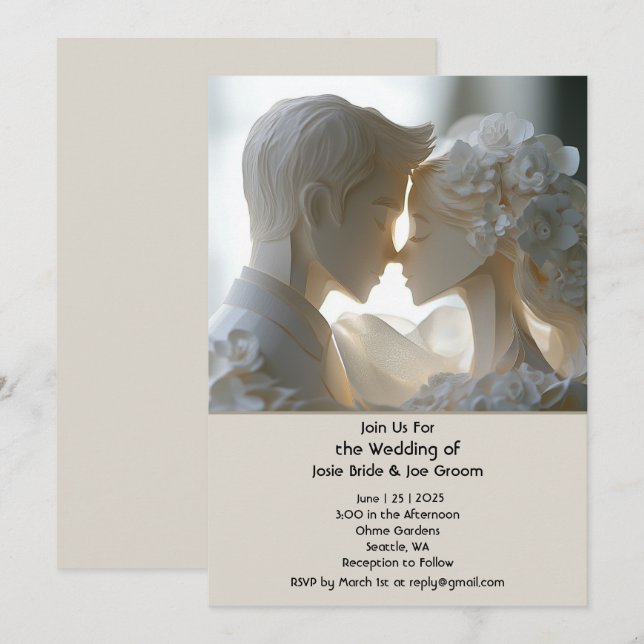 Romantische Hochzeitsfeier Einladung (Vorne/Hinten)