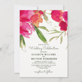 Romantische Hochzeitsfeiern mit floralen Wasserfar Einladung
