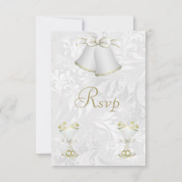 Romantische Hochzeitsglocken & Champagnerflöten RSVP Karte