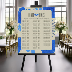 Romantische Hochzeitskarte mit Blauer Flora Poster