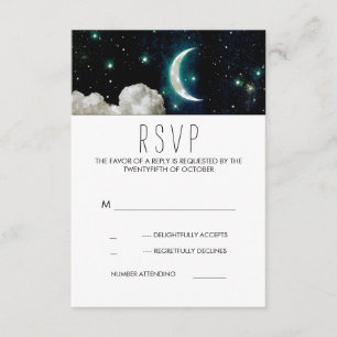 Romantische Hochzeitskarte "Moon and Stars" RSVP Karte