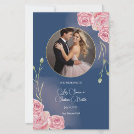 Romantische Hochzeitskarte Navy Blue & Blush Pink