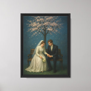 Romantische Hochzeitskuppel unter Kirschblossom Leinwanddruck