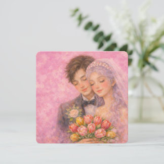 Romantische Hochzeitspaar-Illustration Feiertagskarte