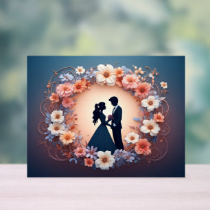 Romantische Hochzeitspaar-Silhouette Acrylschild