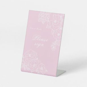Romantische Hochzeitspfingstrosen Rosa Signature Sockelschild