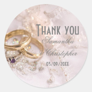 Romantische Hochzeitsringe danke Runder Aufkleber