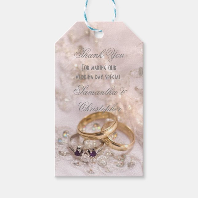 Romantische Hochzeitsringe danken Geschenkanhänger (Vorderseite)