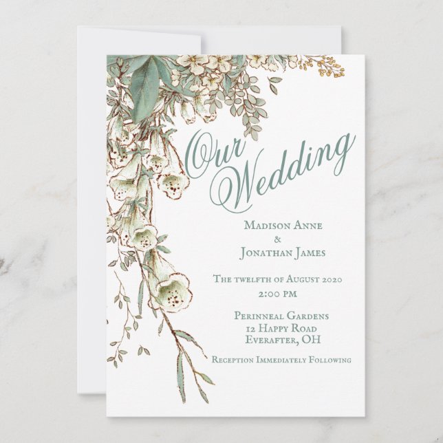 Romantische Hochzeitsschrift Einladung (Vorderseite)