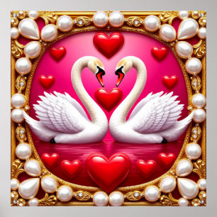 🦢 Romantische Hochzeitsschwäne Elegante Wandkunst Poster