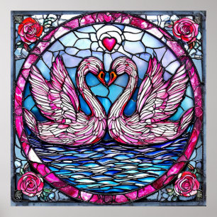 Romantische Hochzeitstauben Fliegende Liebesgeschi Poster