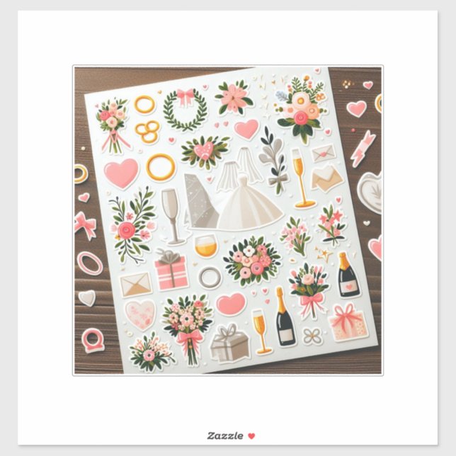 "Romantische Hochzeitsticker" Aufkleber (Blatt)