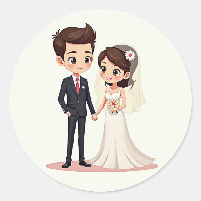 Romantische Hochzeitstickerei Runder Aufkleber (Vorderseite)