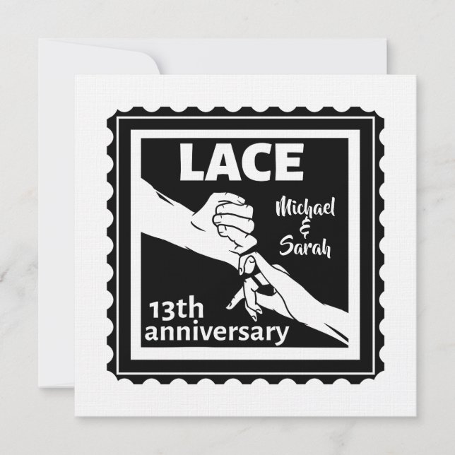 Romantische Holder 13. Hochzeitstag Einladung (Vorderseite)