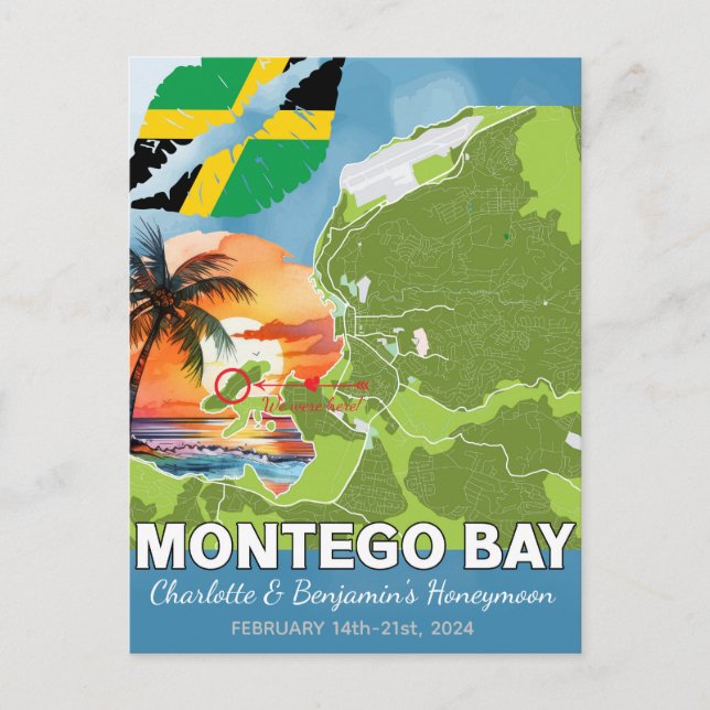 Romantische Honeymoon Montego Bay Jamaica Karte (Vorderseite)