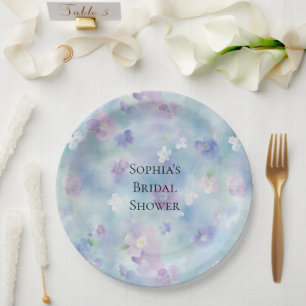 Romantische Hübsche Lila Blume Brautparty Pappteller